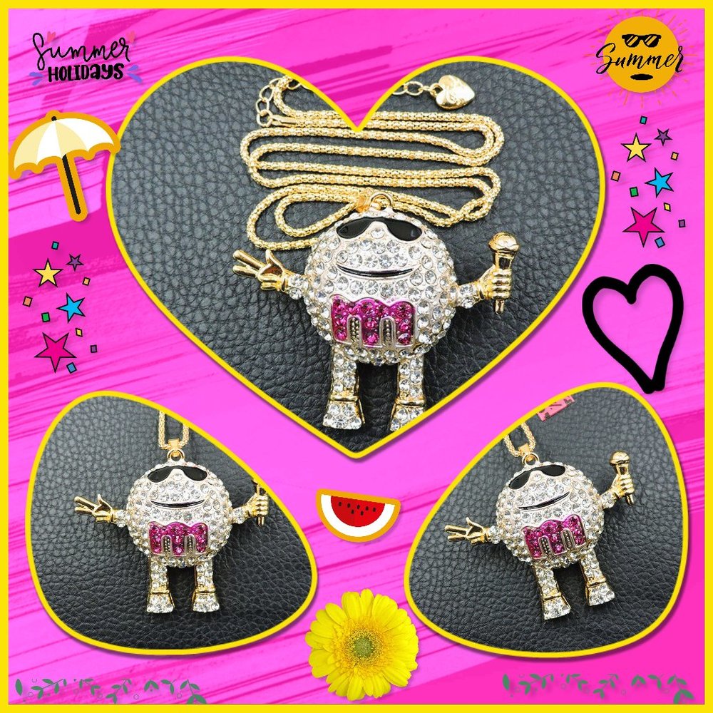 Fuchsia M&M Betsey Johnson Necklace